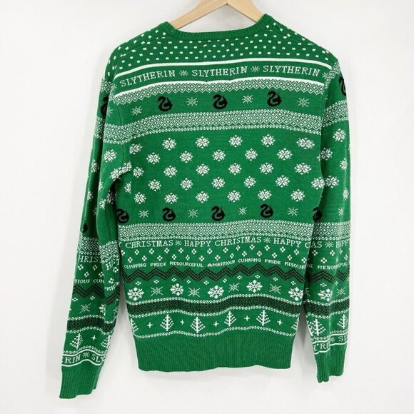 Box Lunch Wizarding World Harry Potter Slytherin Green Christmas Sweater Size S - Picture 5 of 6